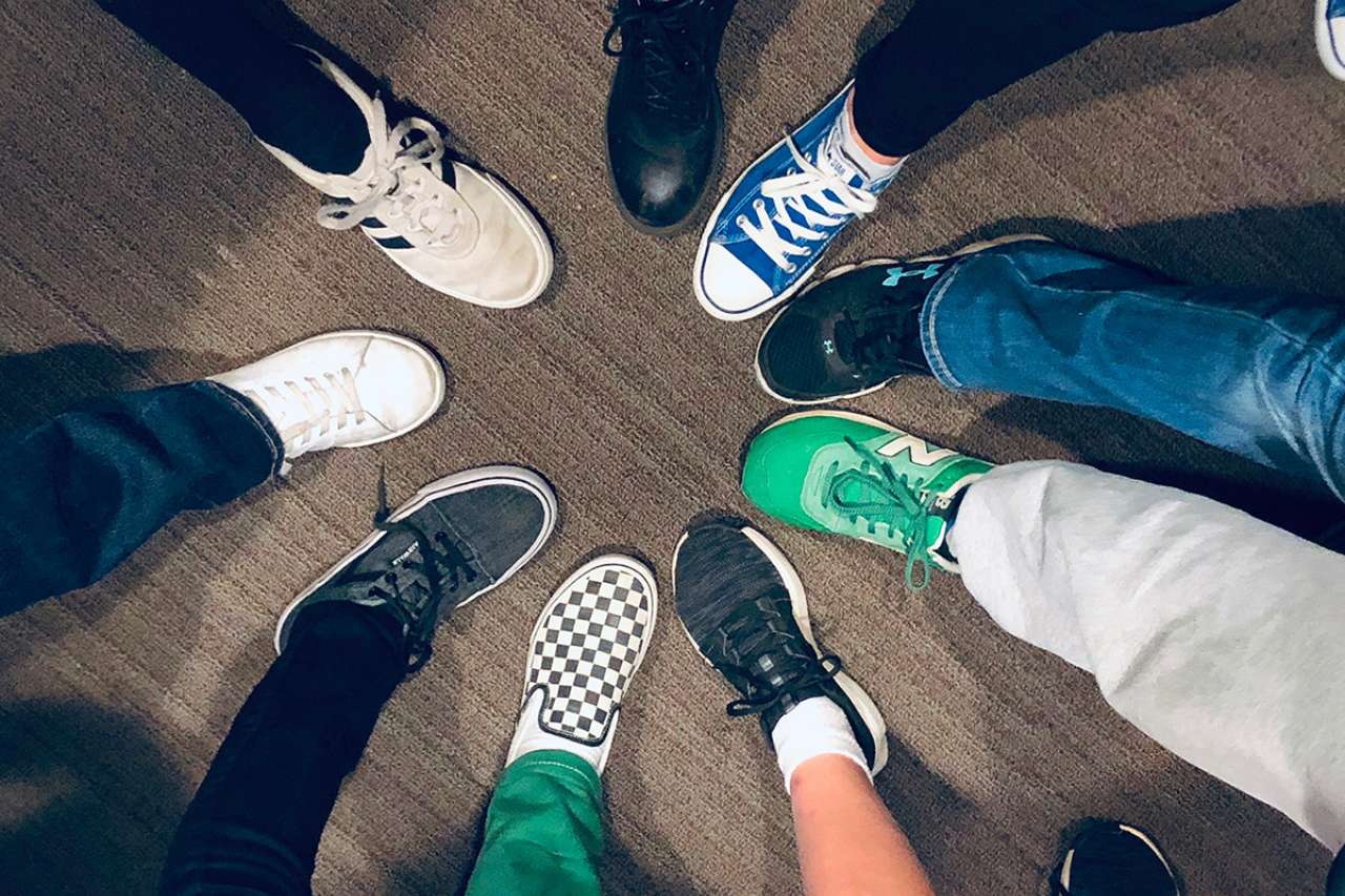 Teen shoes in a circle